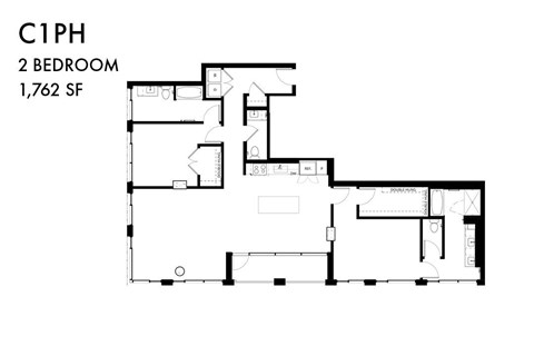 A floor plan of a C1PH apartment with 2 bedrooms and 1,762 square feet.